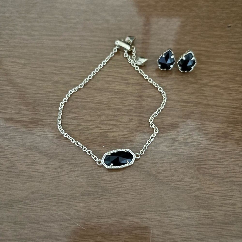 Kendra Scott black & gold bracelet and earring set
